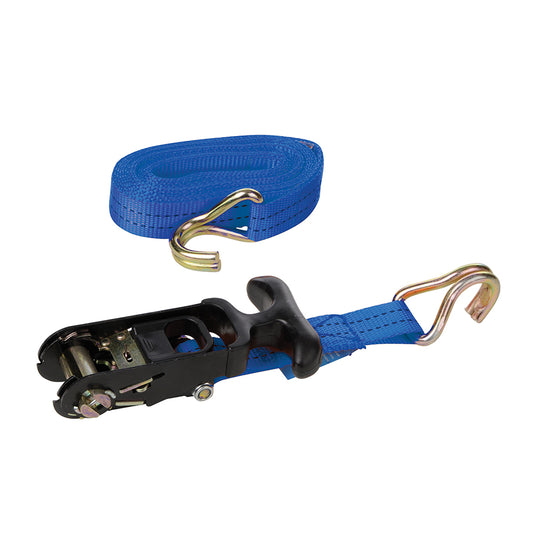 Silverline Rubber-Handled Ratchet Tie Down Strap J-Hook 4.5m x 30mm Rated 400kg Capacity 800kg