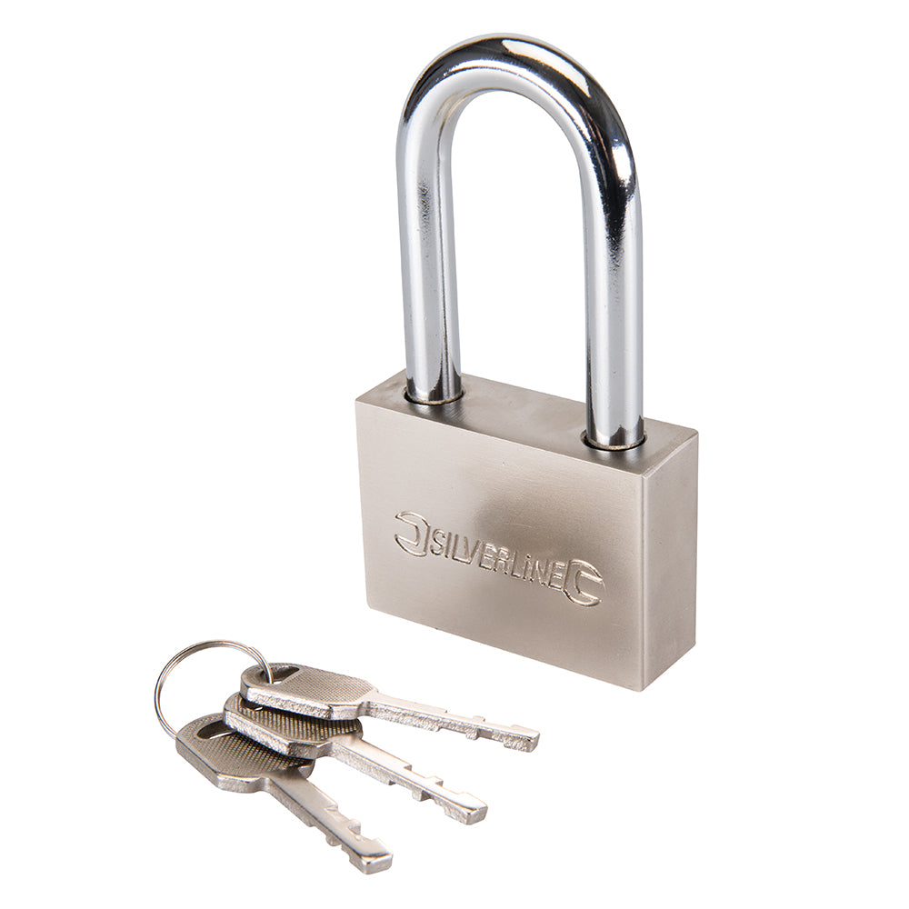 Silverline Steel Padlock Long Shackle 60mm