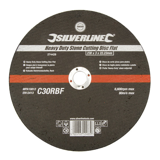 Silverline Heavy Duty Stone Cutting Disc Flat 230 x 3 x 22.23mm