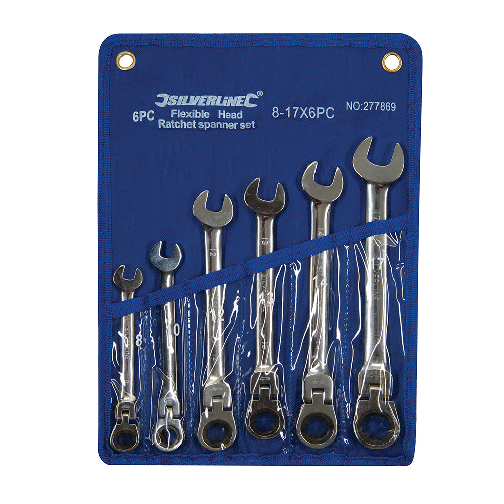 Silverline Flexible Head Ratchet Spanner Set 6pce 8 - 17mm