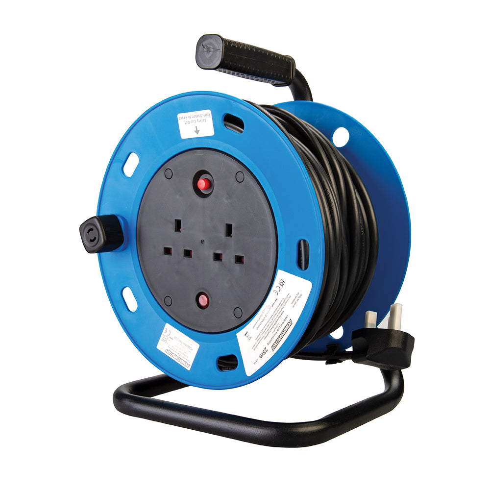 Powermaster Cable Reel Freestanding 13A 230V 2-Gang 25m