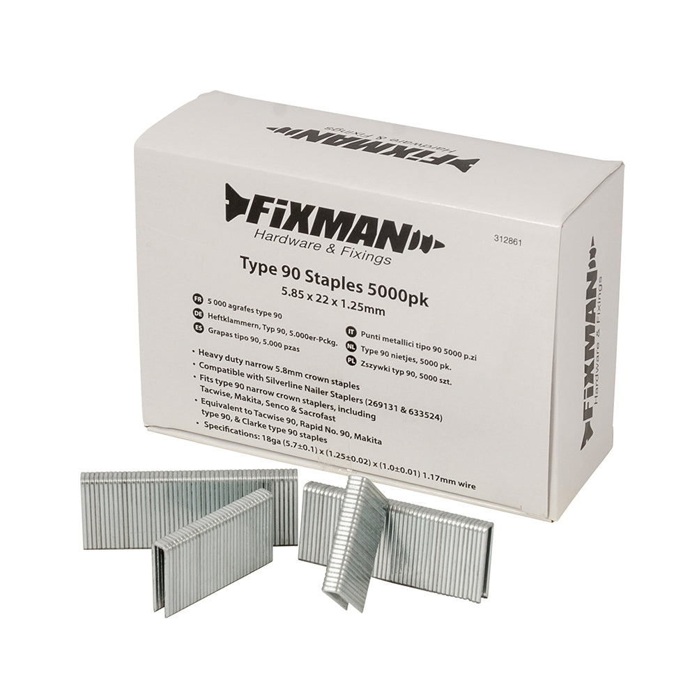 Fixman Type 90 Staples 5000pk 5.80 x 22 x 1.25mm