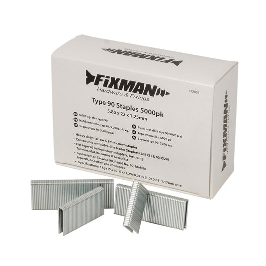 Fixman Type 90 Staples 5000pk 5.80 x 22 x 1.25mm