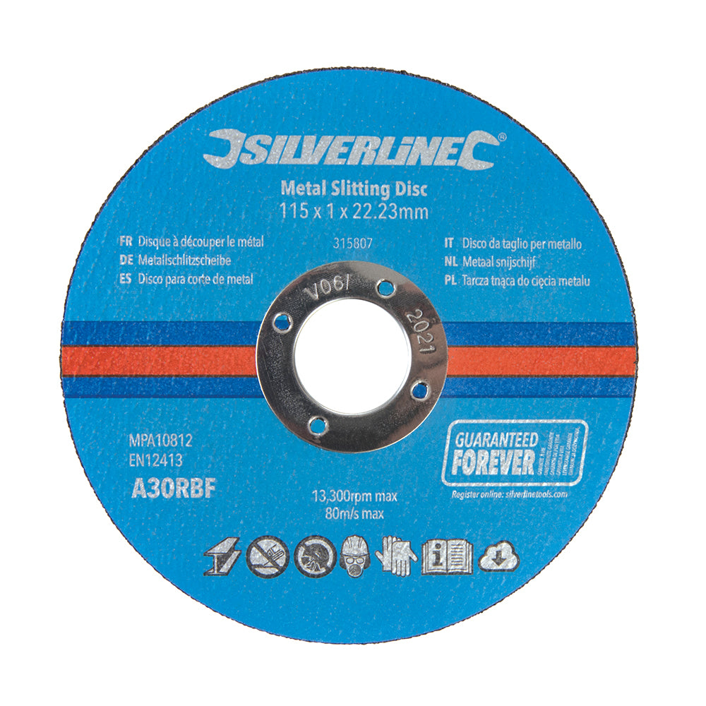 Silverline Metal Slitting Discs 10pk 115 x 1 x 22.23mm