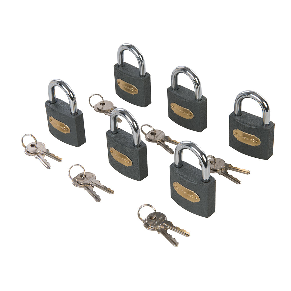 Silverline Iron Padlock Keyed Alike 6pk 50mm