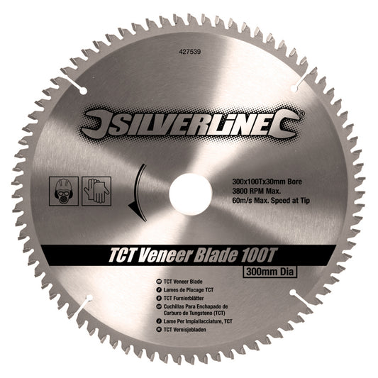 Silverline TCT Veneer Blade 100T 300 x 30 - 25, 20, 16mm Rings