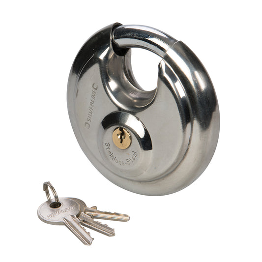 Silverline Stainless Steel Disc Padlock 90mm