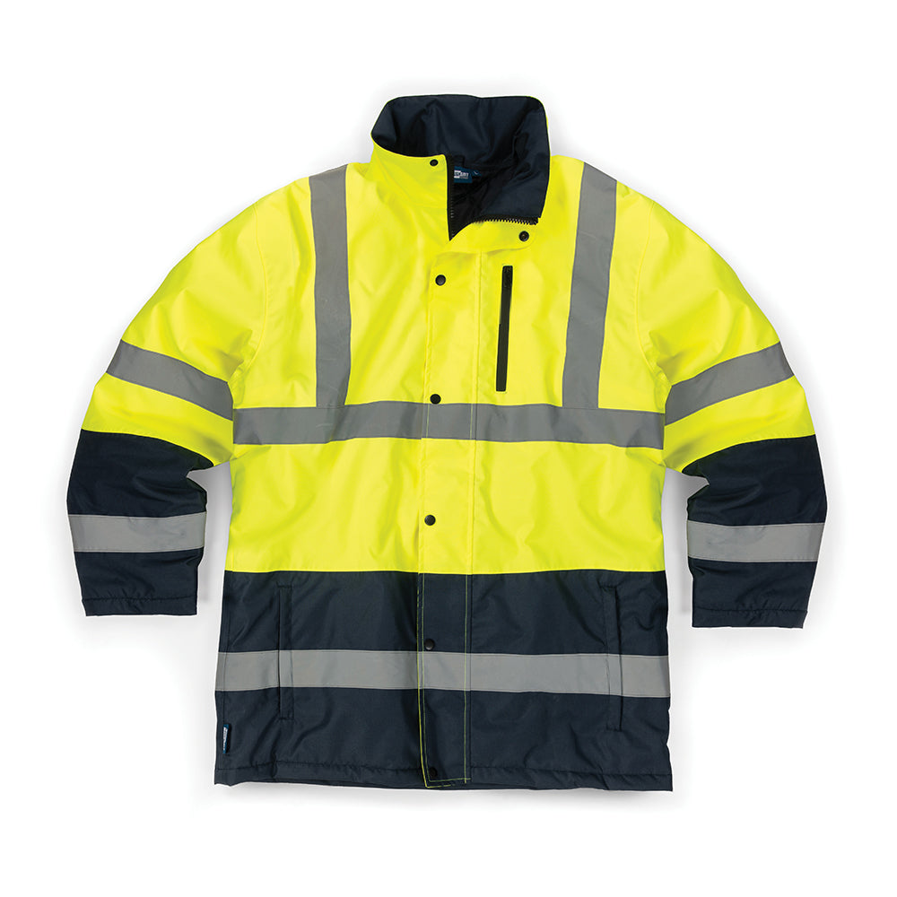 Tough Grit Hi-Vis 2-Tone Waterproof Jacket Yellow/Navy S