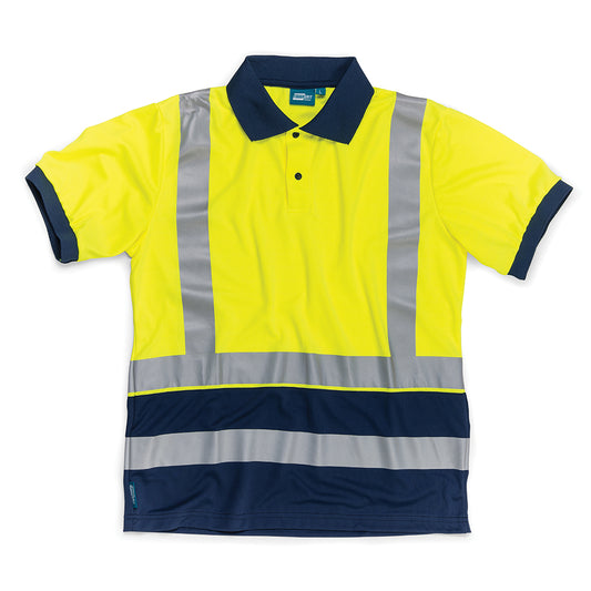 Tough Grit Hi-Vis 2-Tone Polo Shirt Yellow/Navy XXL