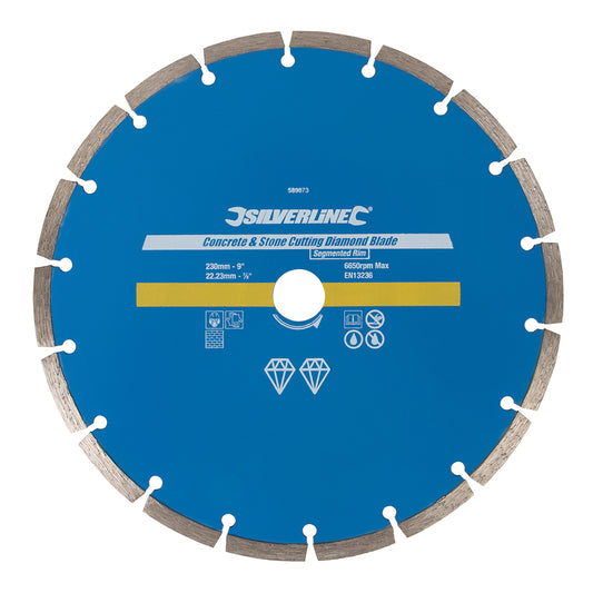 Silverline Concrete & Stone Cutting Diamond Blade 230 x 22.23mm Segmented Rim