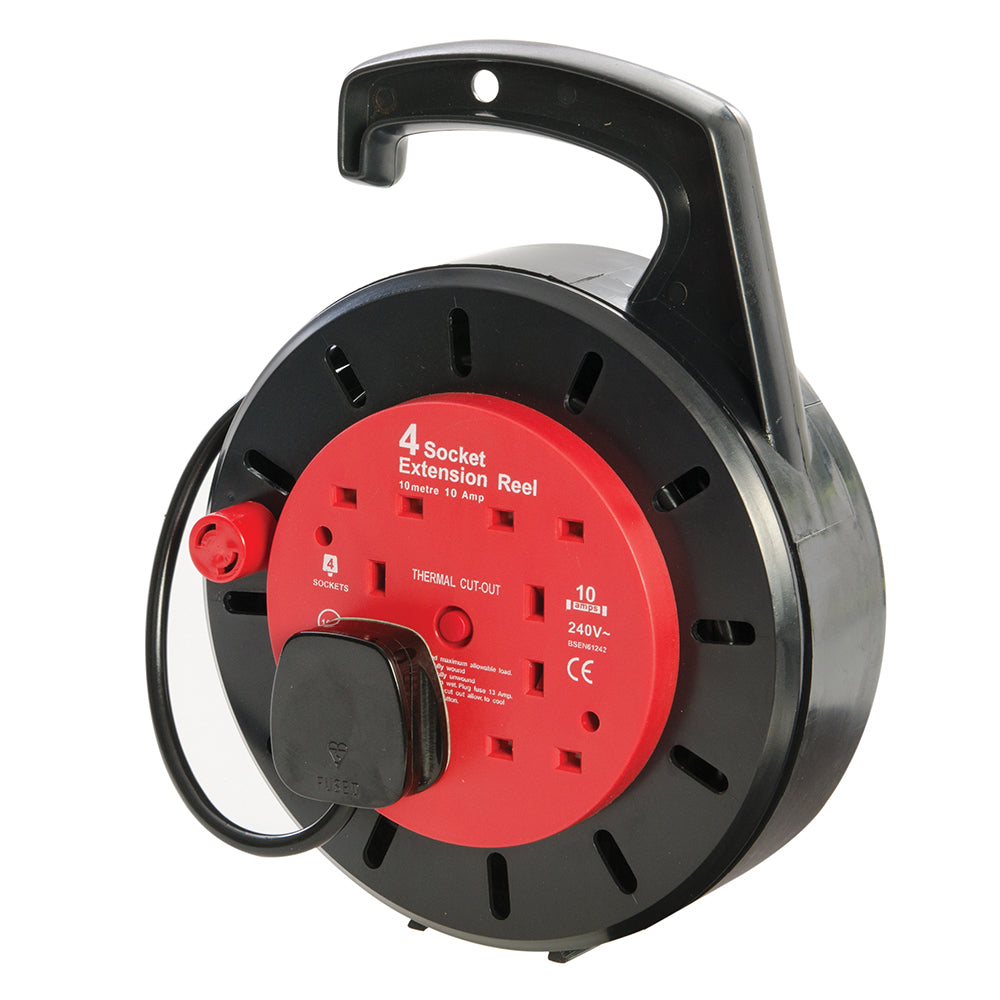 Powermaster Cassette Cable Reel 10A 230V 4-Gang 10m