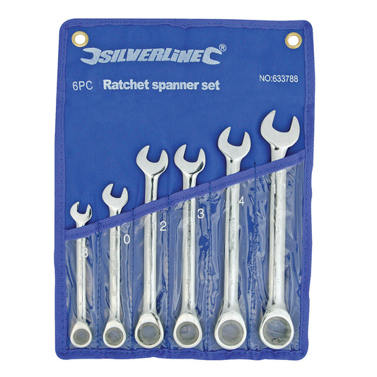 Silverline Fixed Head Ratchet Spanner Set 6pce 8 - 17mm