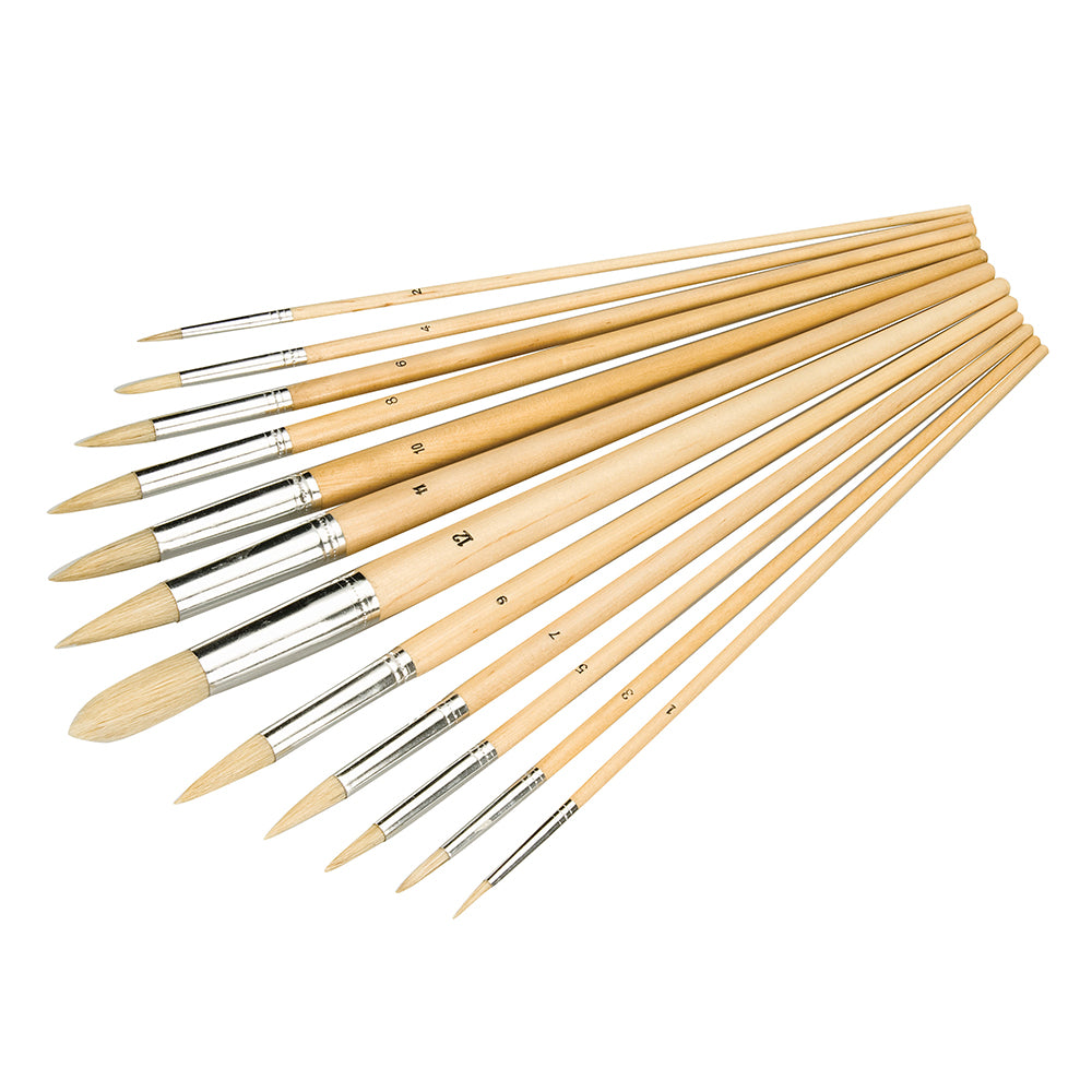 Silverline Artists Paint Brush Set 12pce Pointed Tips