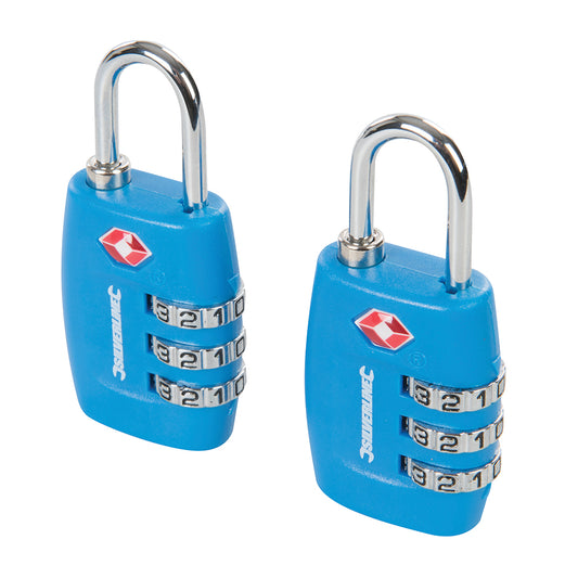 Silverline TSA Combination Luggage Padlocks 2pk 3-Digit