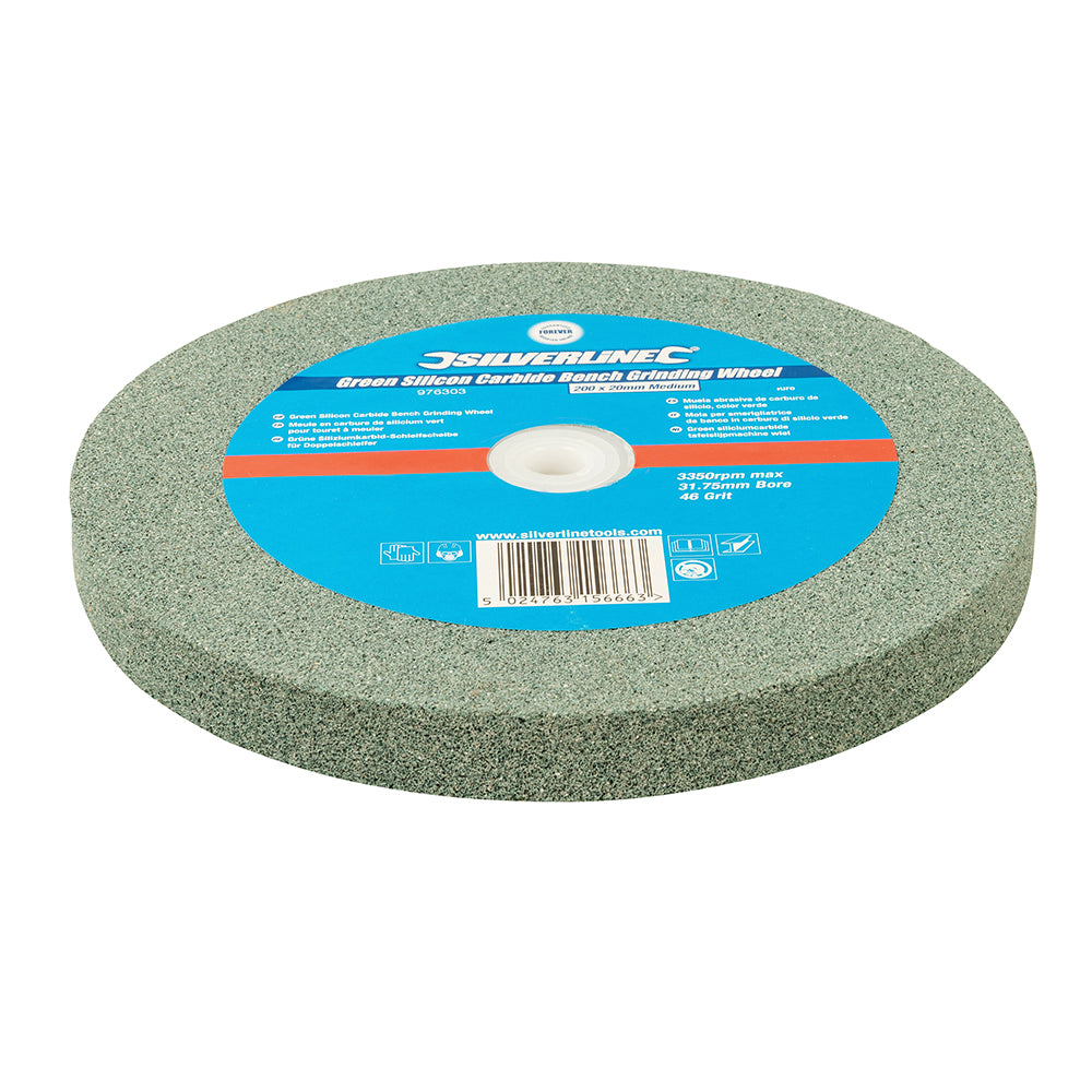 Silverline Green Silicon Carbide Bench Grinding Wheel 200 x 20mm Medium