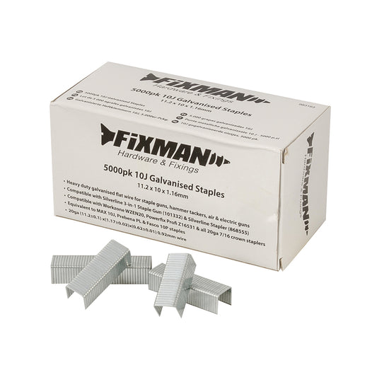 Fixman 10J Galvanised Staples 5000pk 11.2 x 10 x 1.17mm