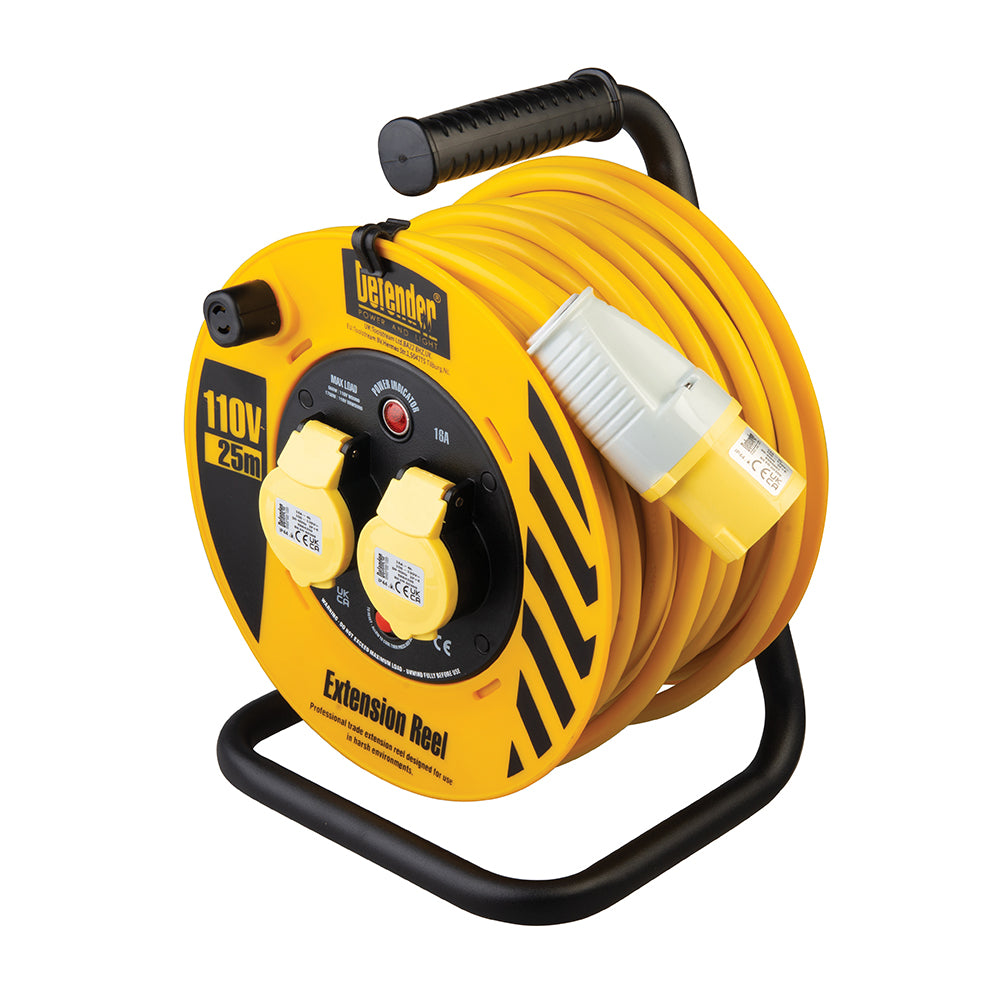 Defender Industrial Cable Reel 25m 110V 16A