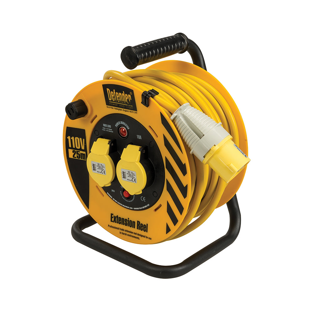 Defender Heavy Duty Industrial Cable Reel 25m 110V