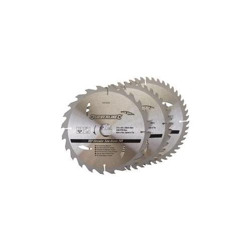 690459 Silverline Saw Blades, 24, 40, 48T, 210mm Dia (3Pk)