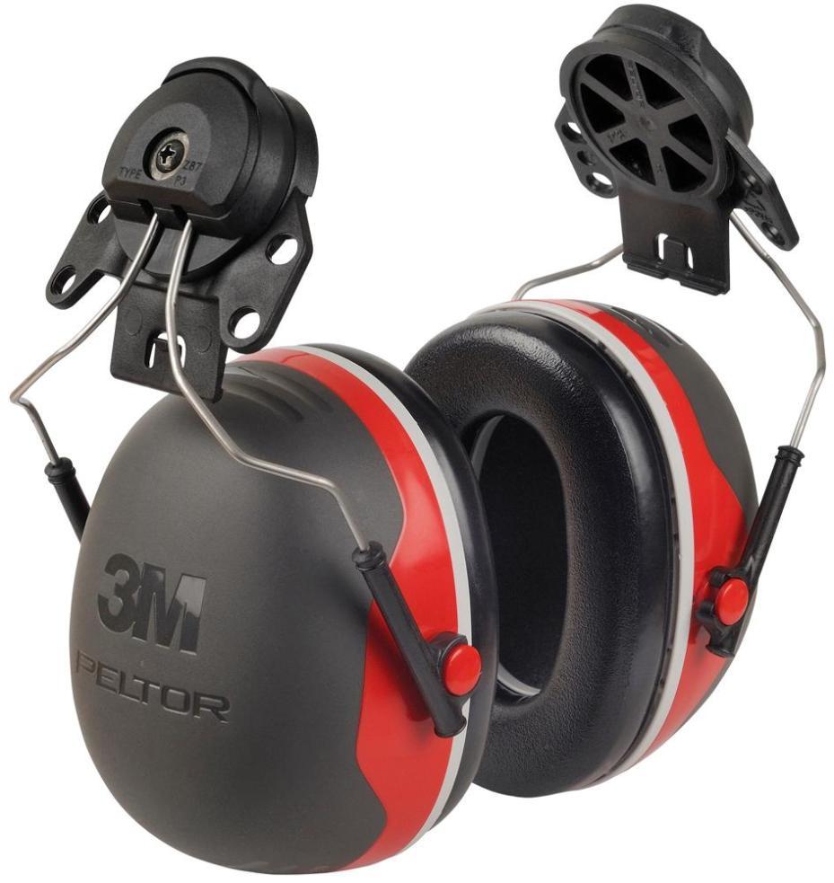 32 dB P3E Helmet Mounted Ear Defenders, Black/Red - X3P3