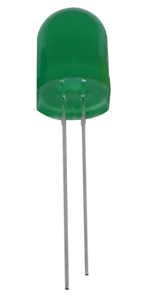 10mm Pure Green LED, Diffused, 18mA, 3.2V, Pack of 50 - PSG91897