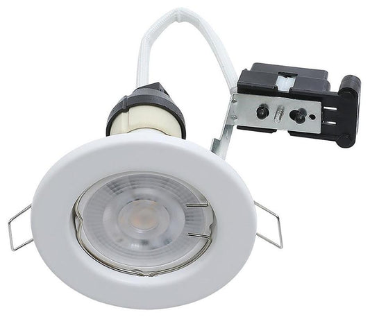 Steel GU10 Fixed Downlight, White, IP20 - HS/FW