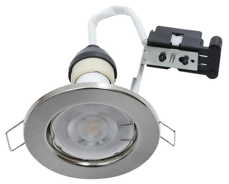 Steel GU10 Fixed Downlight, Satin Chrome, IP20 - HS/FSC