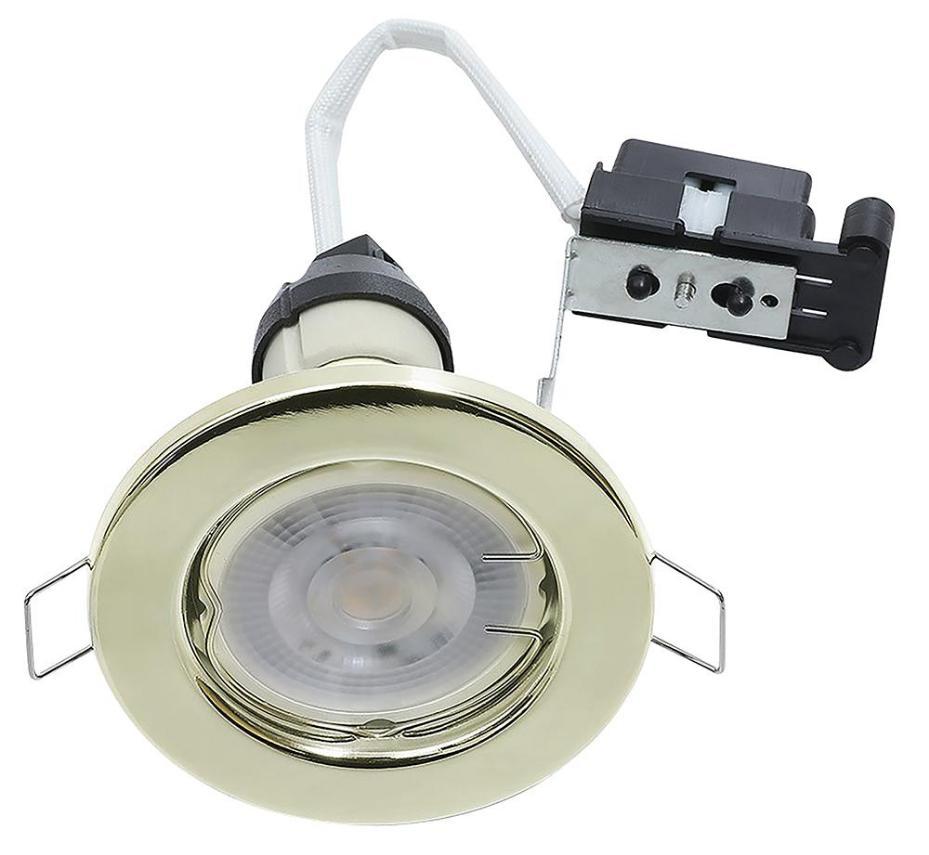 Steel GU10 Fixed Downlight, Brass, IP20 - HS/FB