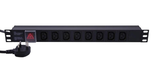 Rack Mount Power Distribution Unit, 8 Gang, IEC C13, 1U, Horizontal - PDU8WAYC13