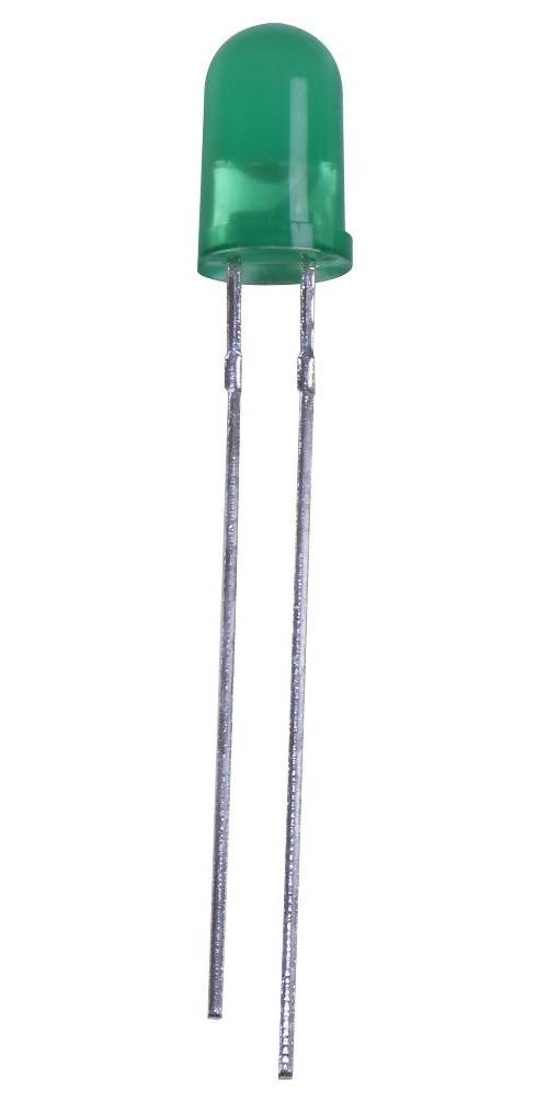 5mm Green LED, Diffused, 18mA, 3.2V, Pack of 10 - PSG91861