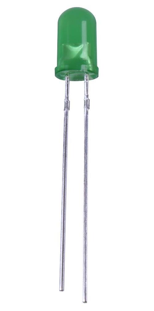 5mm Pure Green LED, Diffused, 18mA, 3.2V, Pack of 10 - PSG91862