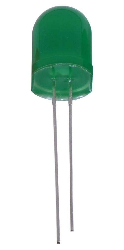 10mm Green LED, Diffused, 18mA, 3.2V, Pack of 5 - PSG91889