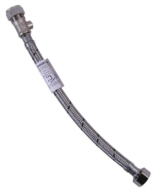 15mm x 1/2" x 300mm WRAS Approved Flexible Tap Connector with Isolation Valve - 29030047