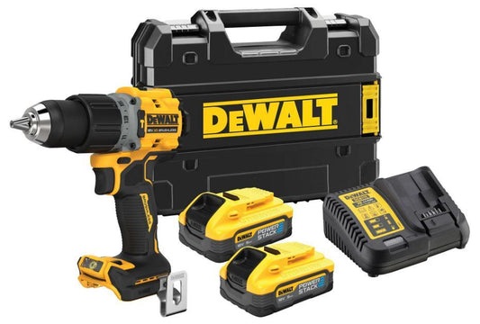 18V XR 2x 5Ah Powerstack Batteries Li-Ion Cordless Brushless Combi Drill Kit - DCD805H2T-GB