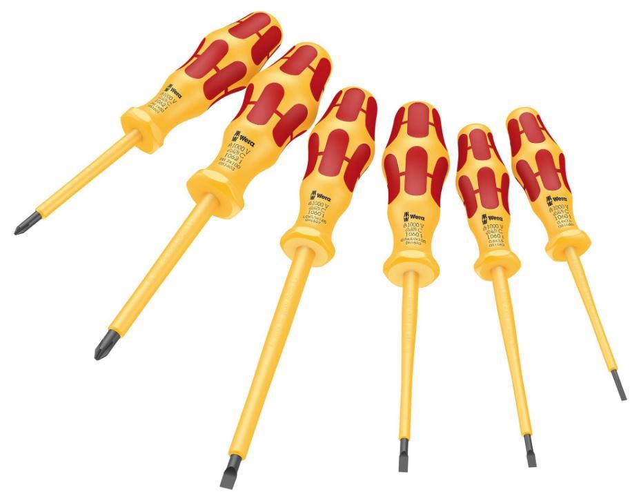 Kraftform VDE Insulated Slotted & Phillips Screwdriver Set, 6 Piece - 05051575001