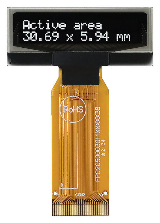 OLED Display Module, 16 x 2, White on Black, 3V to 3.3V, - WEO001602HWPP3N00000