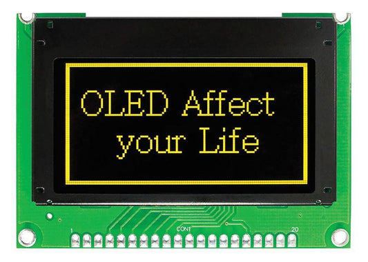 OLED Display Module, 128 x 64, Passive Matrix, Monochrome Yellow, - WEO012864JLPP3N00000