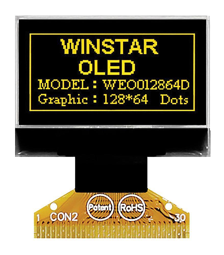 OLED Display Module, 128x64, Passive Matrix, Yellow on Black - WEO012864DLPP3N00004