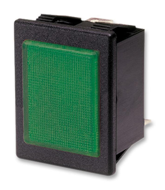 Rectangular Neon Indicator, 230V AC, Green - C0480ALNAH