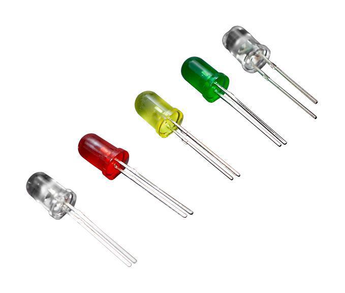 5mm LED Kit, Red, Green, Yellow, White and Blue, Pack of 50 - FIT0242