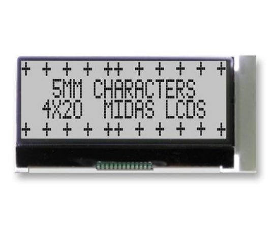 LCD Display Module, 20 x 4, Black on White, 3V to 5V, I2C, Positive FSTN Transflective - MCCOG42005A6W-FPTLWI