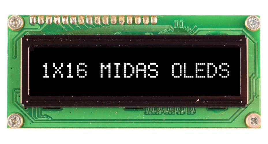 OLED Display Module, 16 x 1, White on Black, Parallel - MCOB11605BV-EWP