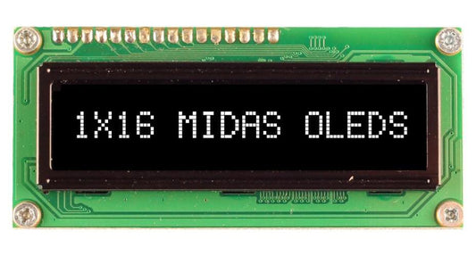 OLED Display Module, 16 x 1, White on Black, Parallel - MCOB11605BV-EWP