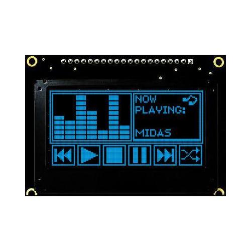 OLED Graphic Display Module, 128 x 64, Blue on Black, 3V to 3V, I2C, Parallel, SPI - MCOB128064JX-BM