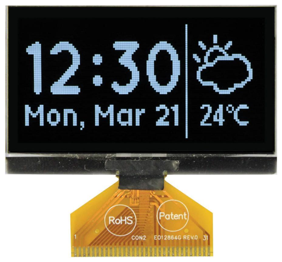 OLED Graphic Display Module, 128x64, White on Black, I2C, Parallel, SPI - MCOT128064E1V-WM