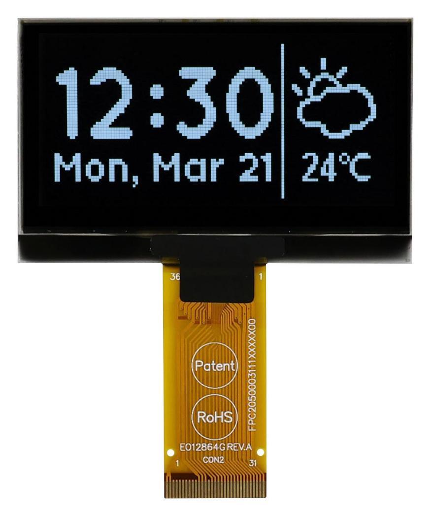 OLED Graphic Display Module, 128 x 64, White on Black, 3V, I2C, Parallel, SPI - MCOT128064H1V-WM