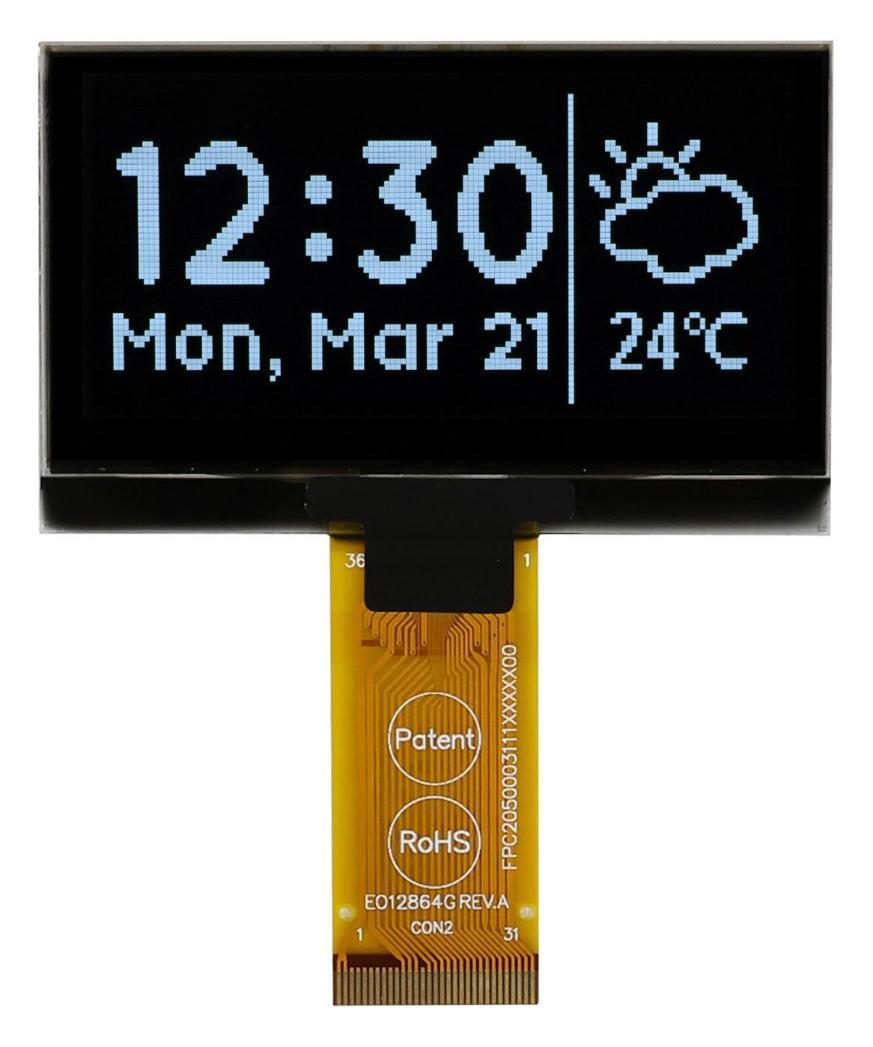 OLED Graphic Display module, 128x64, White on Black, 3V, Parallel, Serial - MCOT128064HA1V-WM