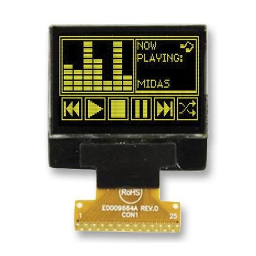 OLED Graphic Display module, 128x64, Yellow on Black, 2.8V, I2C, Parallel, SPI - MCOT128064N2Z-YM