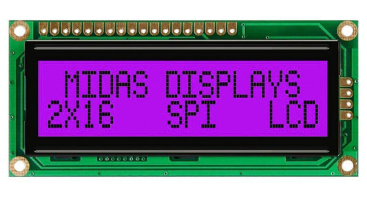 LCD Display Module, 16x2, Black on RGB, 5V, SPI, FSTN Positive Transflective - MD21605G6W1-FPTLRGBS