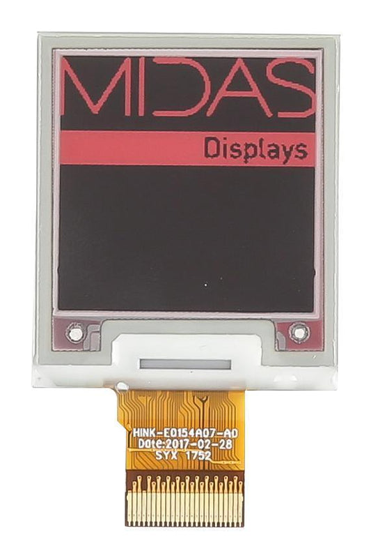 E-Paper Display Module, 152 x152 Pixels, 3.3V, Black / Red on White, Reflective SPI - MDE0154A152152RBW